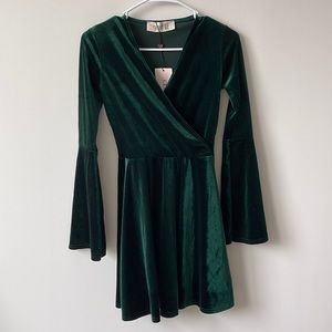 Green velvet holiday dress